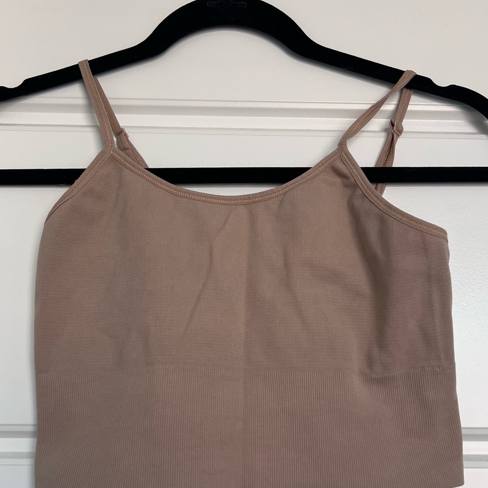 Nude cropped sports bra